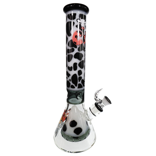 14.5 INCH CHEECH GLASS COW PRINT BEAKER PERCOLATOR GLASS WATER PIPE 1146GM 
